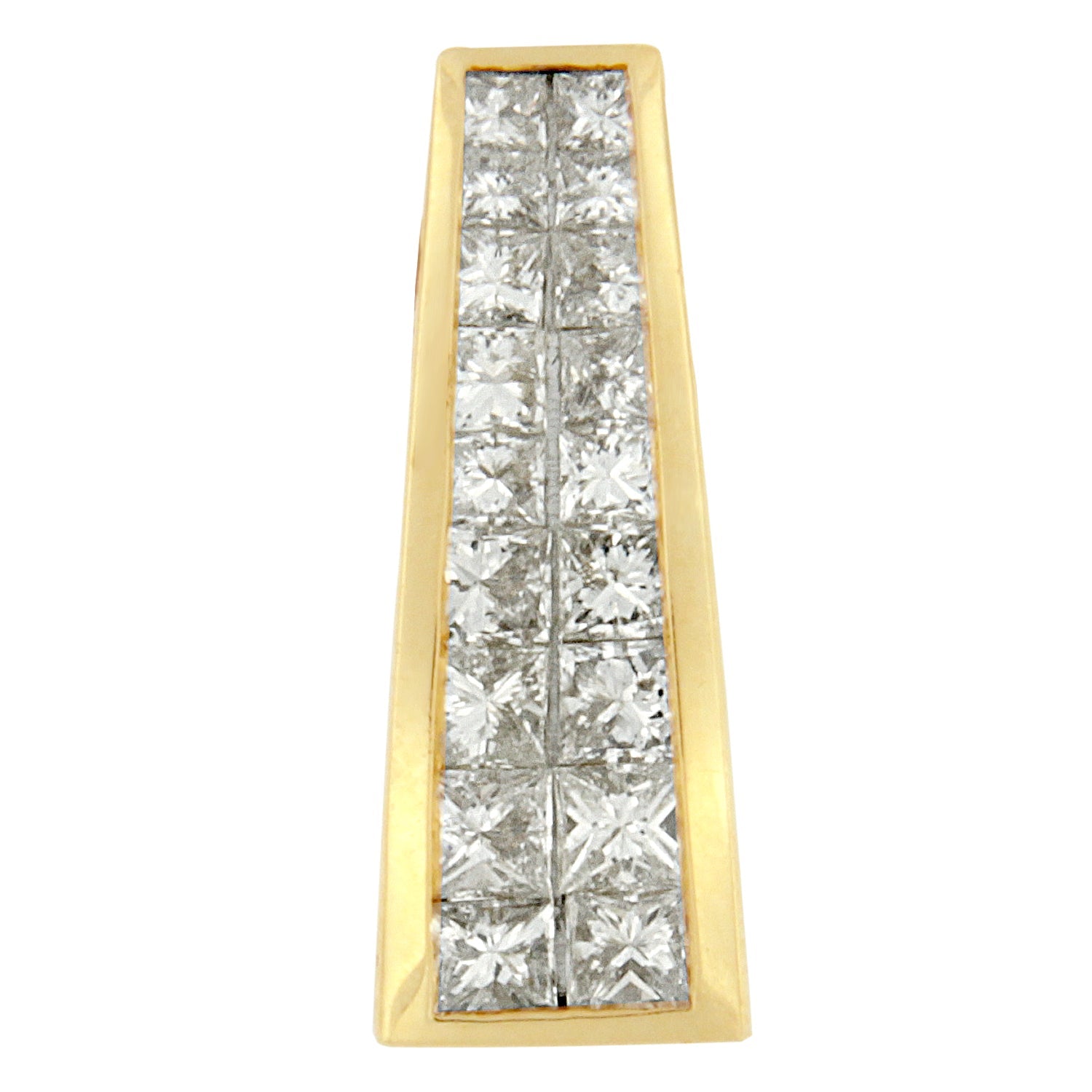 14K Yellow Gold 1 1/2 cttw Princess Cut Diamond Greek Column Pendant Necklace (G-H, VS1-VS2)