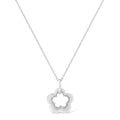 Matte Finished .925 Sterling Silver Diamond Accent Double Flower Shape 18" Satin Finished Pendant Necklace (I-J Color, I1-I2 Clarity)