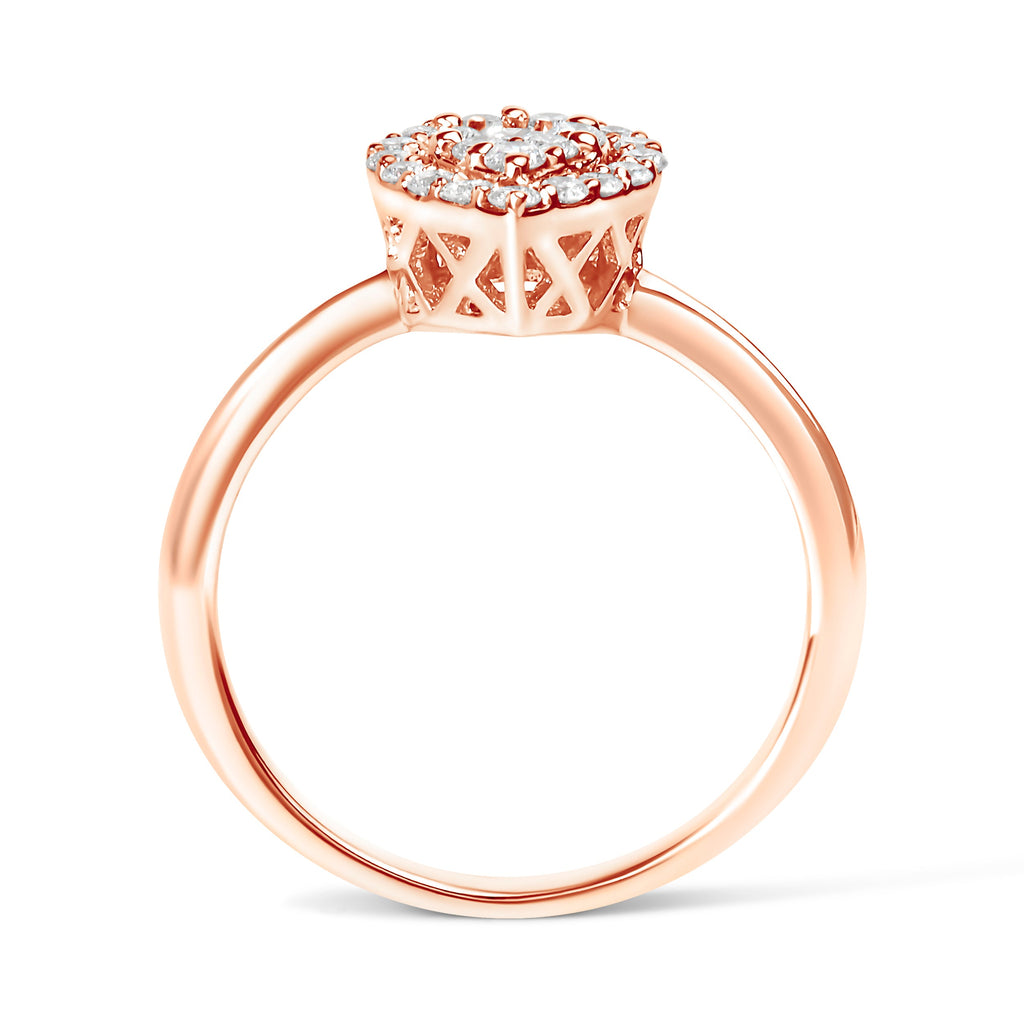 10K Rose Gold 3/8 Cttw Composite Diamond Pear Shaped Halo Promise Ring (I-J Color, I2-I3 Clarity) - Size 6