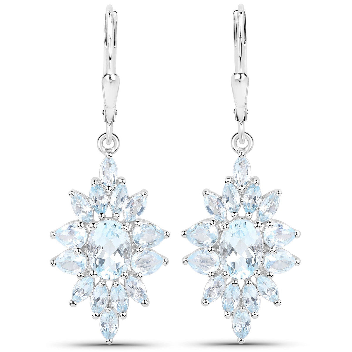 19.18 Carat Genuine Blue Topaz .925 Sterling Silver 3 Piece Jewelry Set (Ring, Earrings, and Pendant w/ Chain)