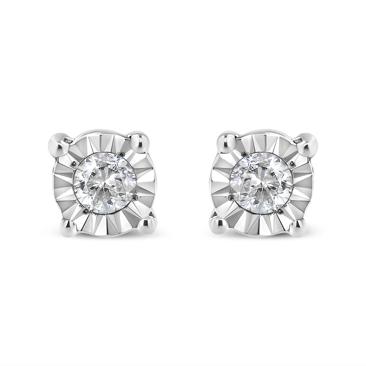 10K Yellow Gold Plated .925 Sterling Silver 1/10 Cttw Round Brilliant-Cut Diamond Miracle-Set Stud Earrings (J-K Color, I3 Clarity)