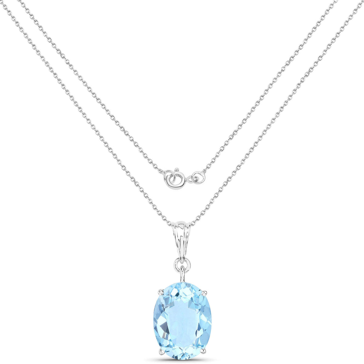 11.25 Carat Genuine Swiss Blue Topaz .925 Sterling Silver Pendant