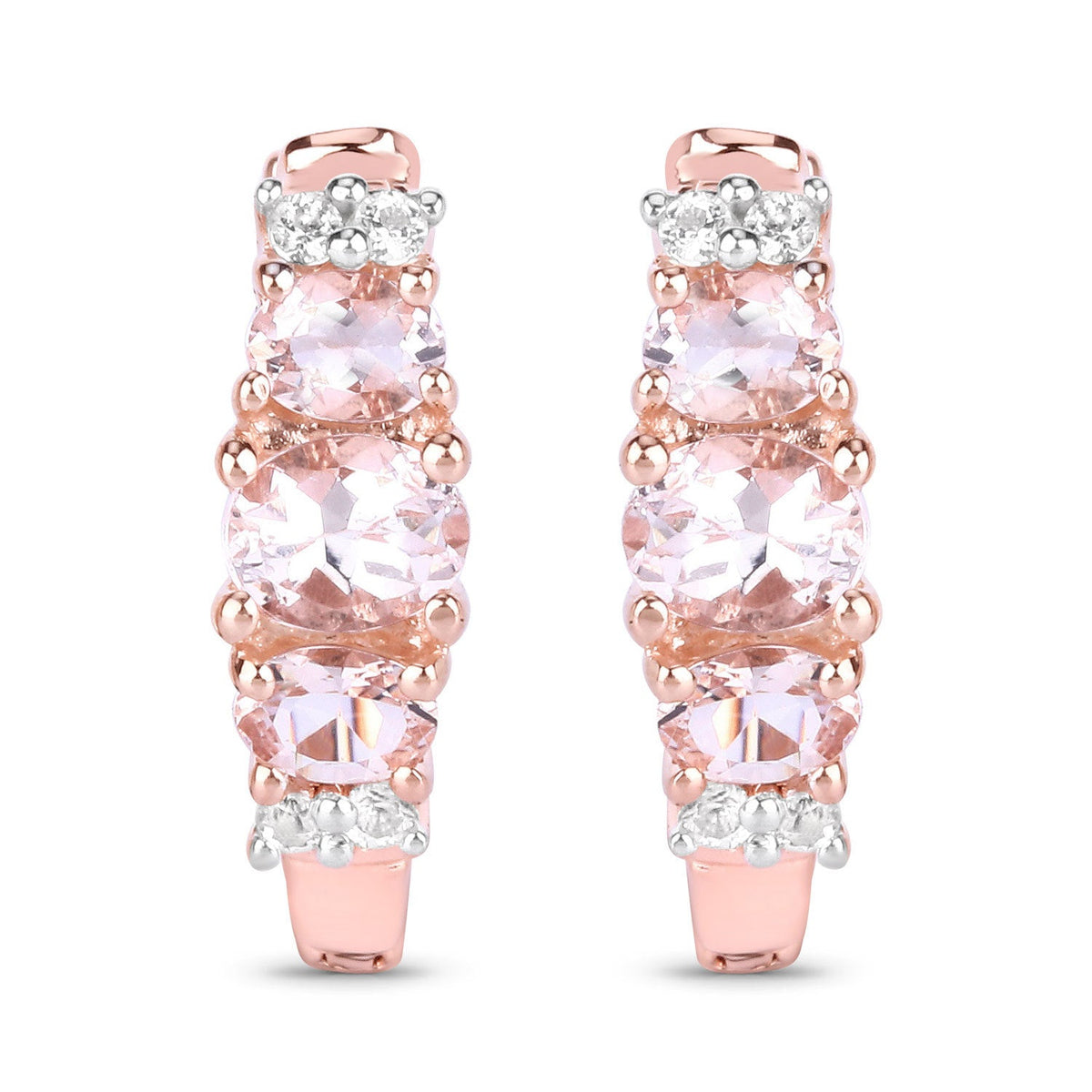 1.32 Carat Genuine Morganite and White Topaz .925 Sterling Silver Earrings