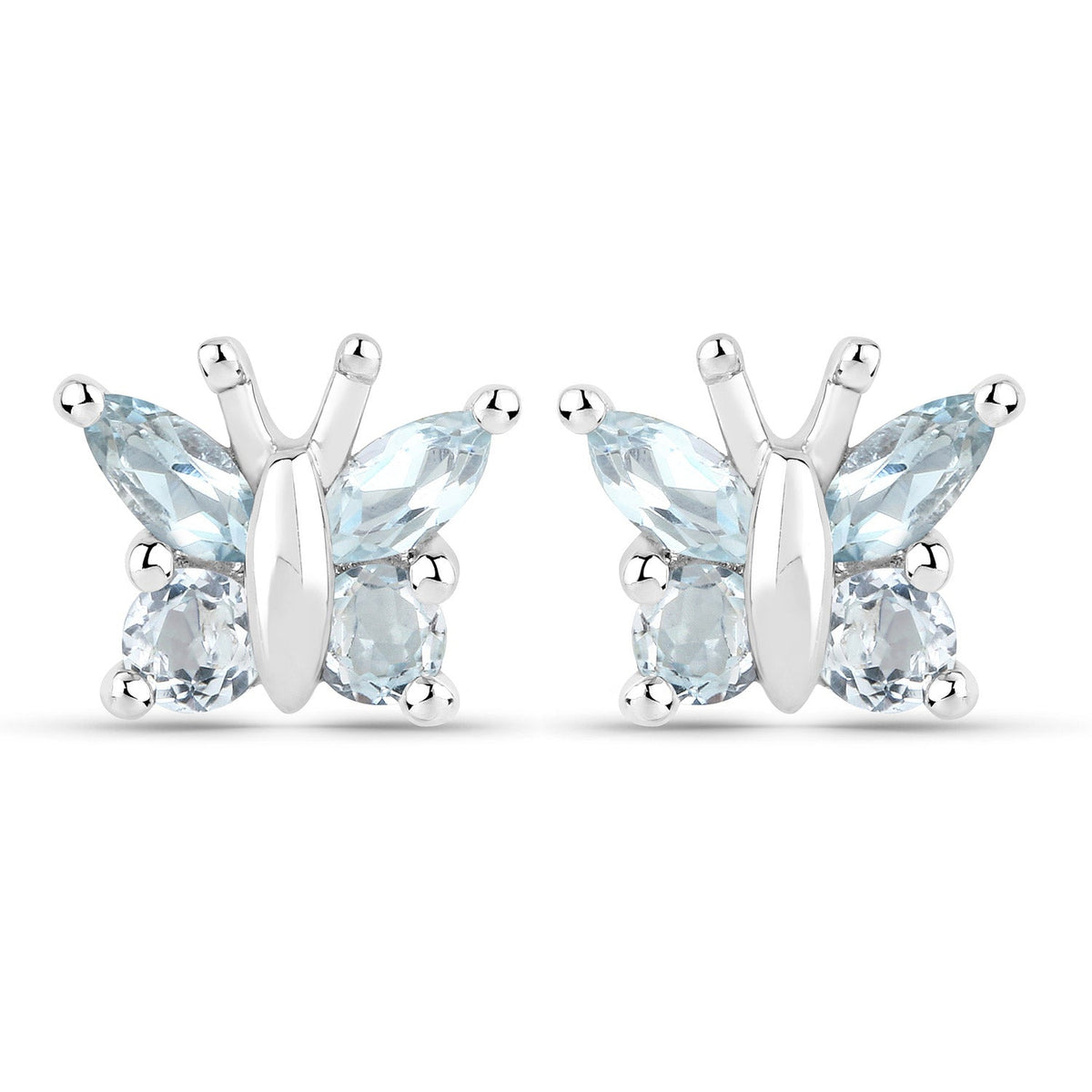 18K White Gold Plated 1.12 Carat Genuine Blue Topaz .925 Sterling Silver Earrings