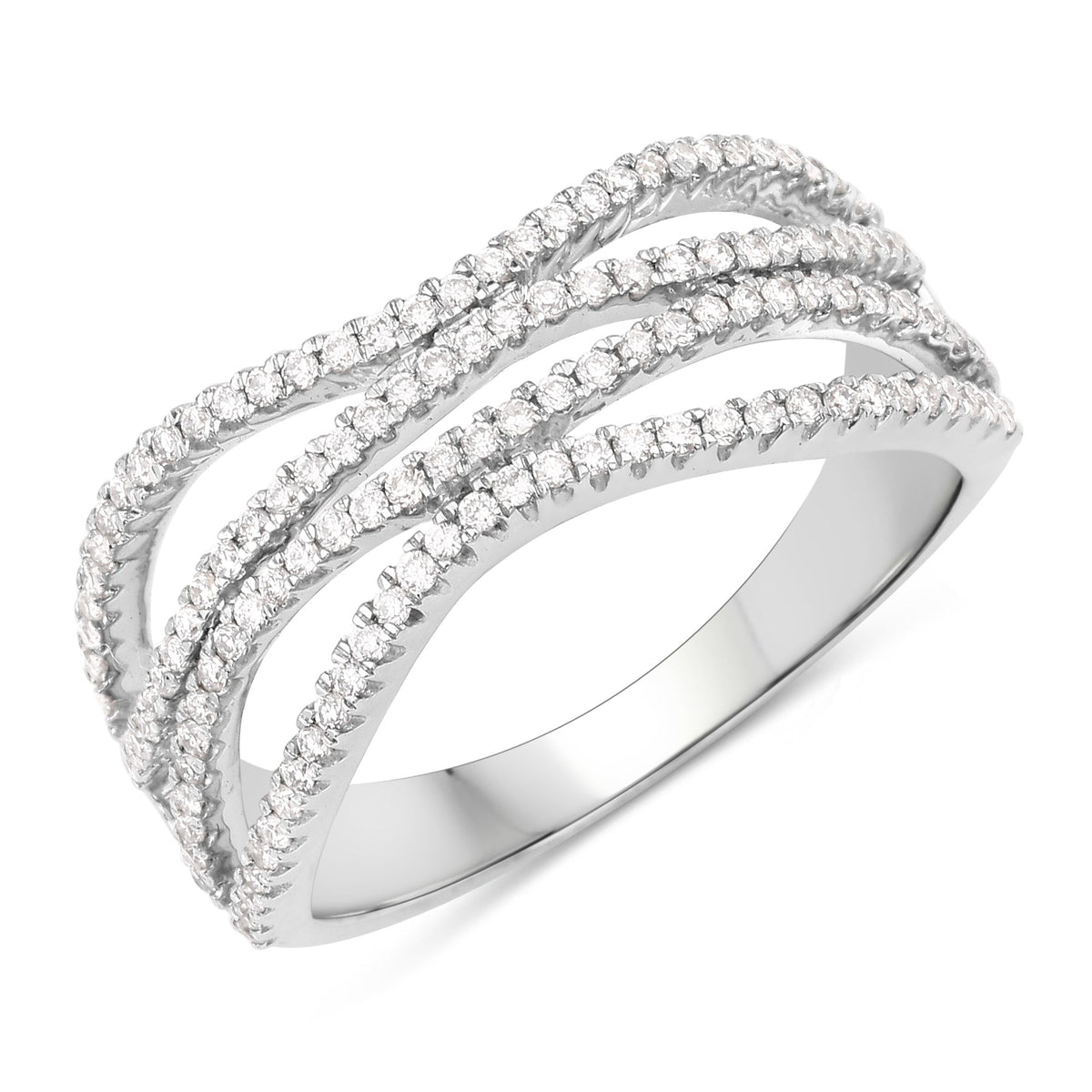 0.46 Carat Genuine White Diamond 14K White Gold Ring (F-G Color, SI Clarity)