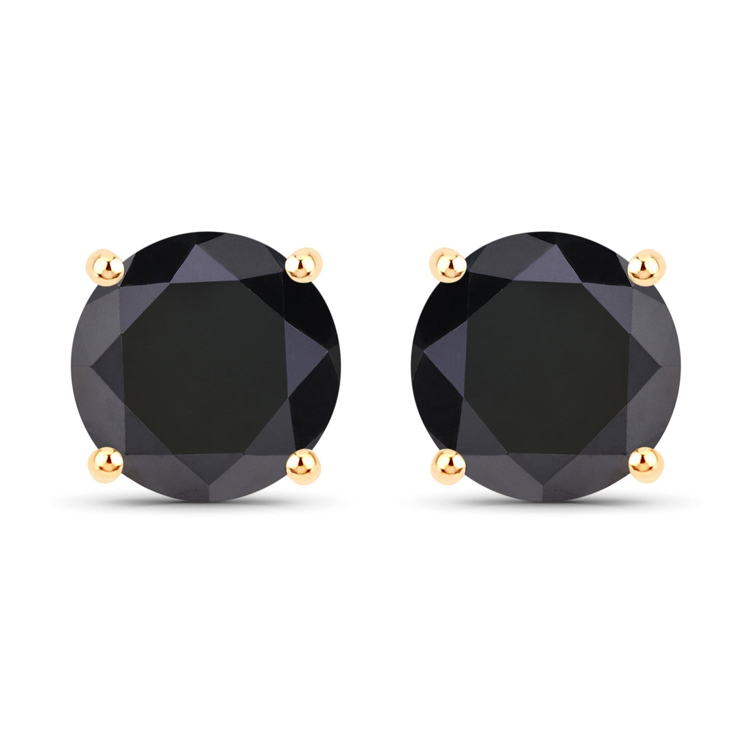 4.30 Carat Genuine Black Diamond 14K Yellow Gold Earrings