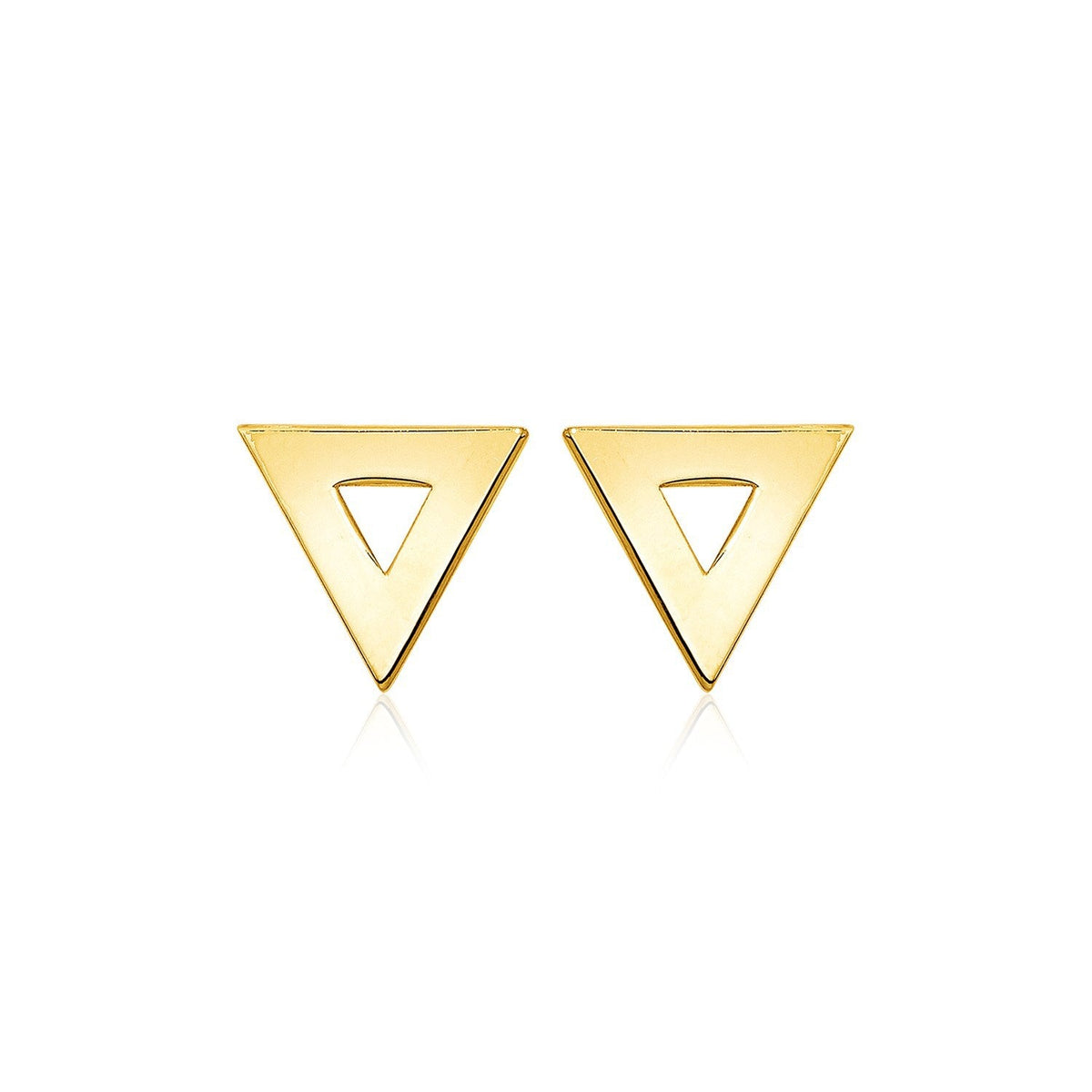 14k Yellow Gold Polished Open Triangle Post Earrings