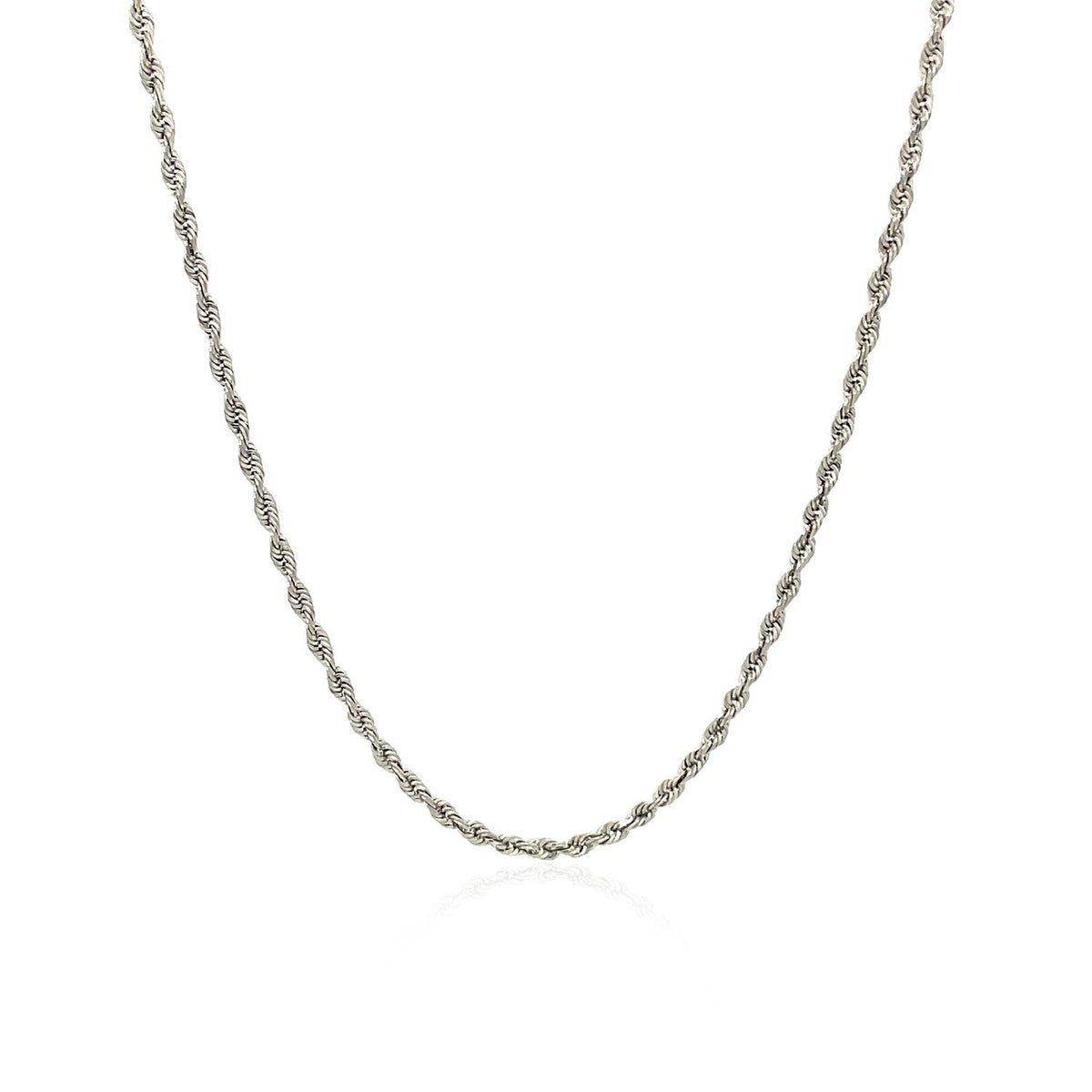 10k White Gold Solid Diamond Cut Rope Chain 1.5mm