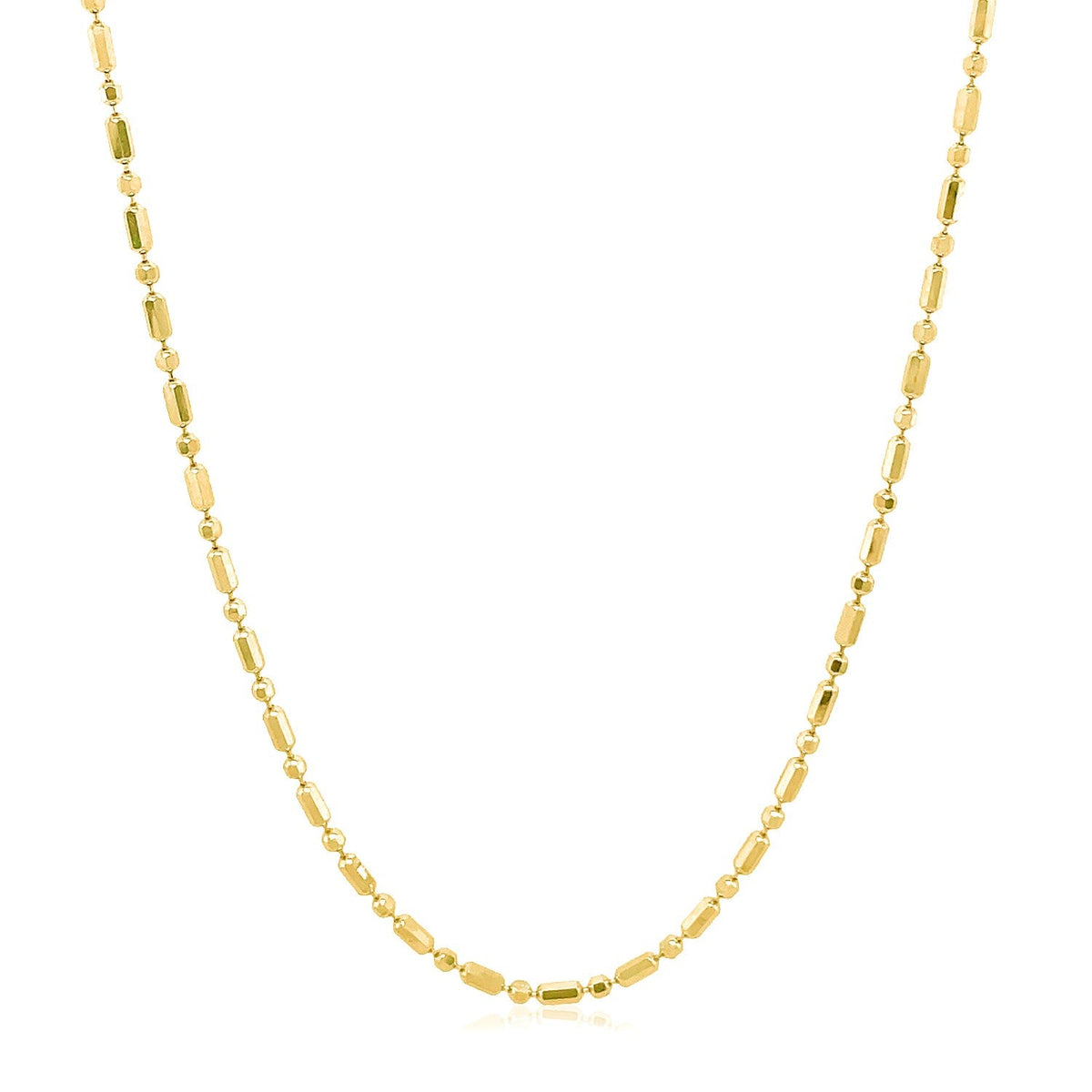 14k Yellow Gold Diamond-Cut Alternating Bead Chain 1.5mm