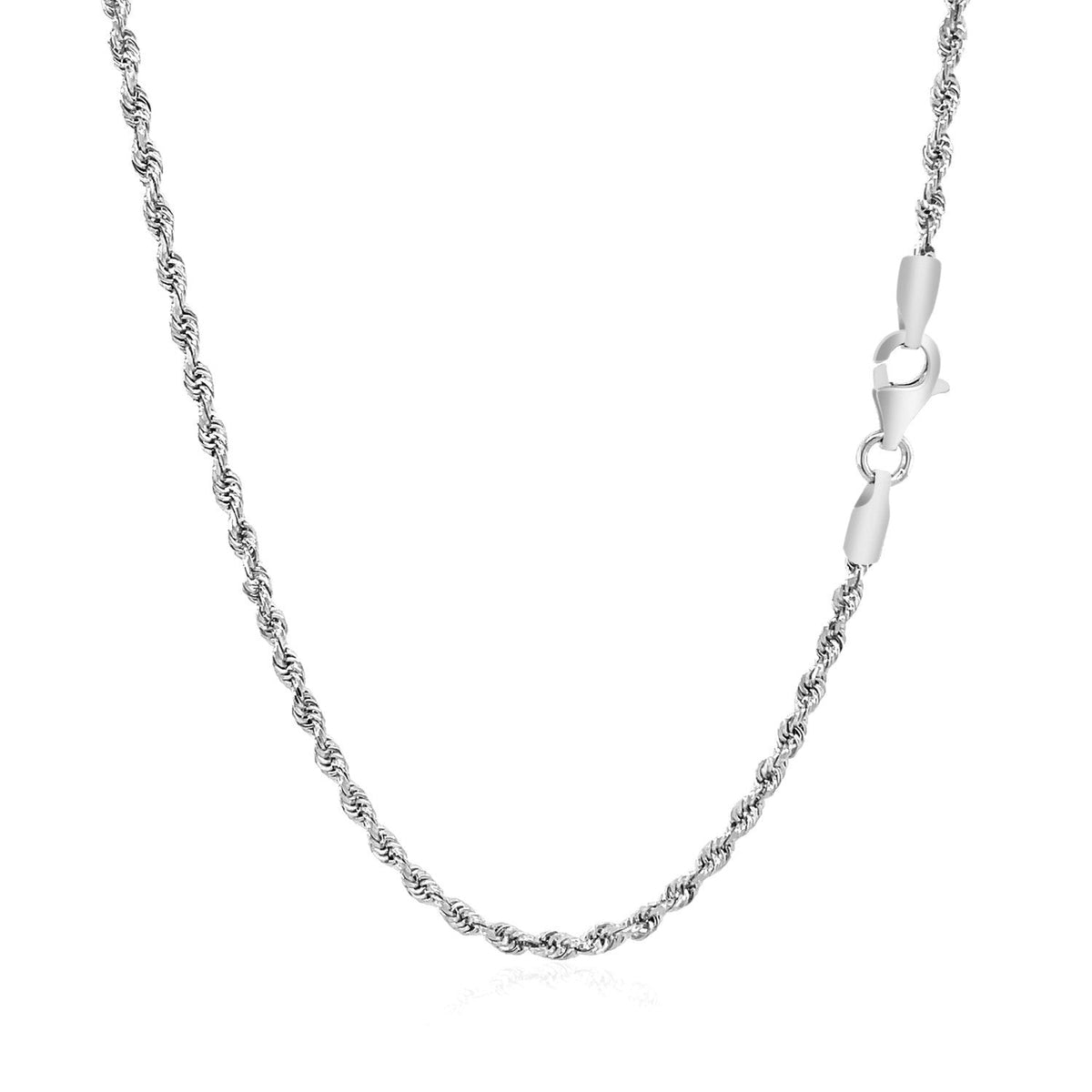 2.25mm 14k White Gold Solid Diamond Cut Rope Chain