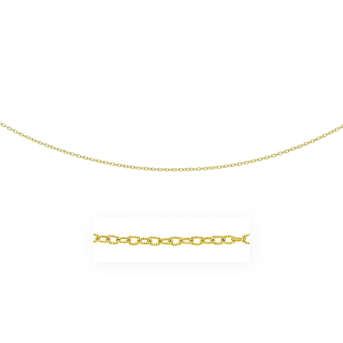 2.5mm 14k Yellow Gold Pendant Chain with Textured Links