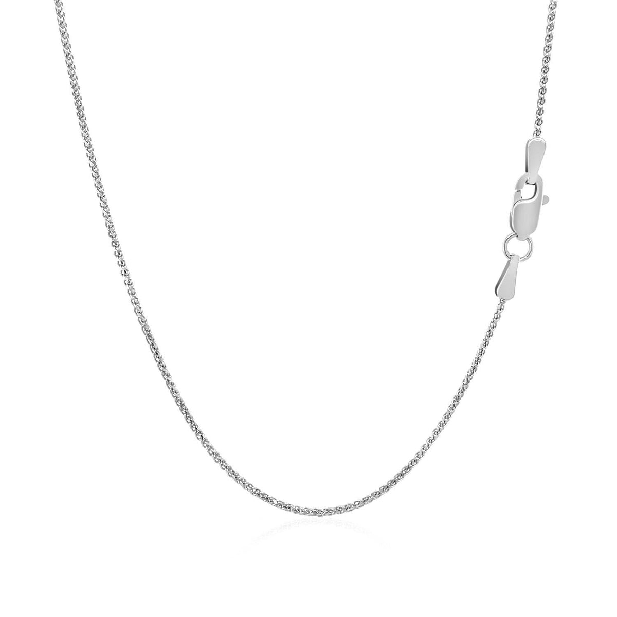14k White Gold Diamond Cut Round Wheat Chain 1.0mm