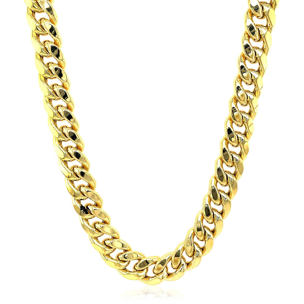 9.15mm 10k Yellow Gold Semi Solid Miami Cuban Chain