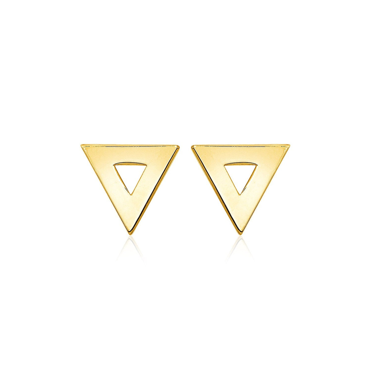 14k Yellow Gold Polished Open Triangle Post Earrings