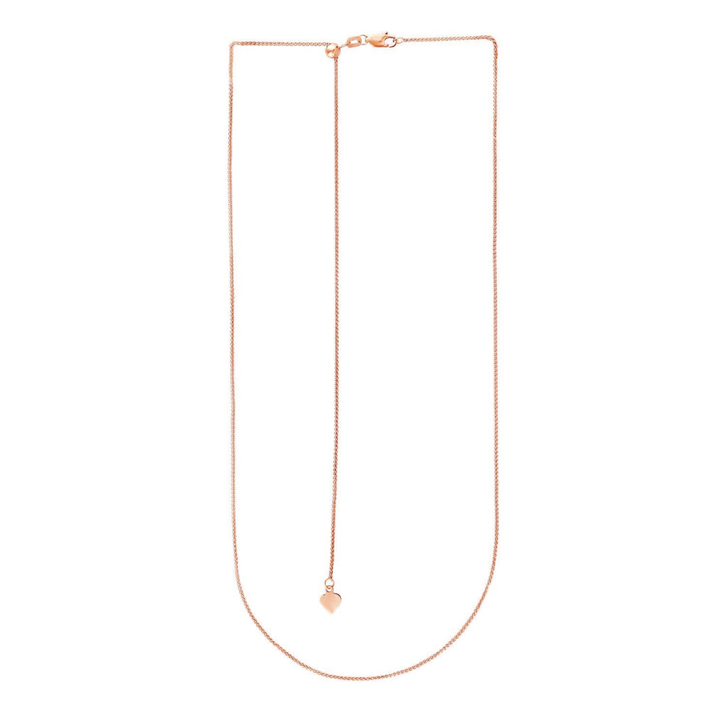 14k Rose Gold Adjustable Wheat Chain (1.00 mm)