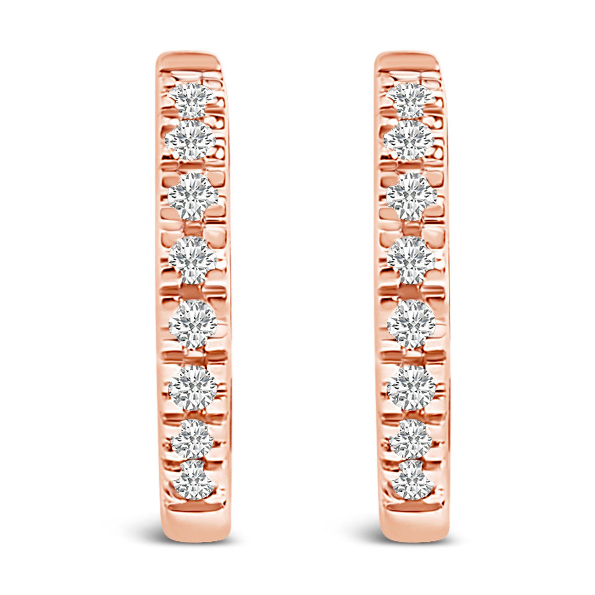 14K Rose Gold 1/5 CTW Diamond Huggie Hoop Earrings