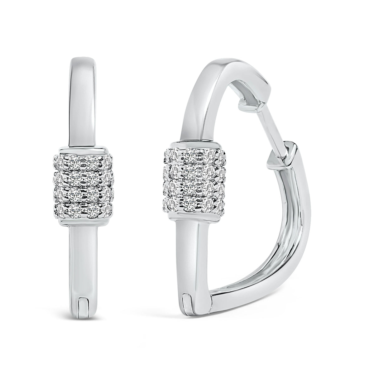 10K White Gold 3/8 Cttw Lab Grown Diamond Heart Shaped Huggie Hoop Earrings