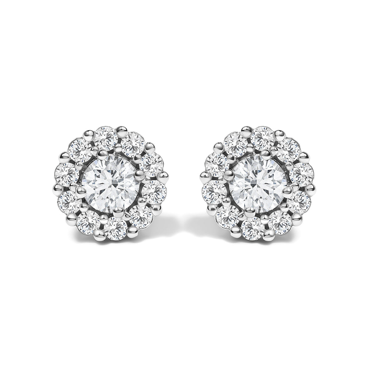 10K White Gold 1 1/2 Cttw Lab Grown Diamond Halo Stud Earrings