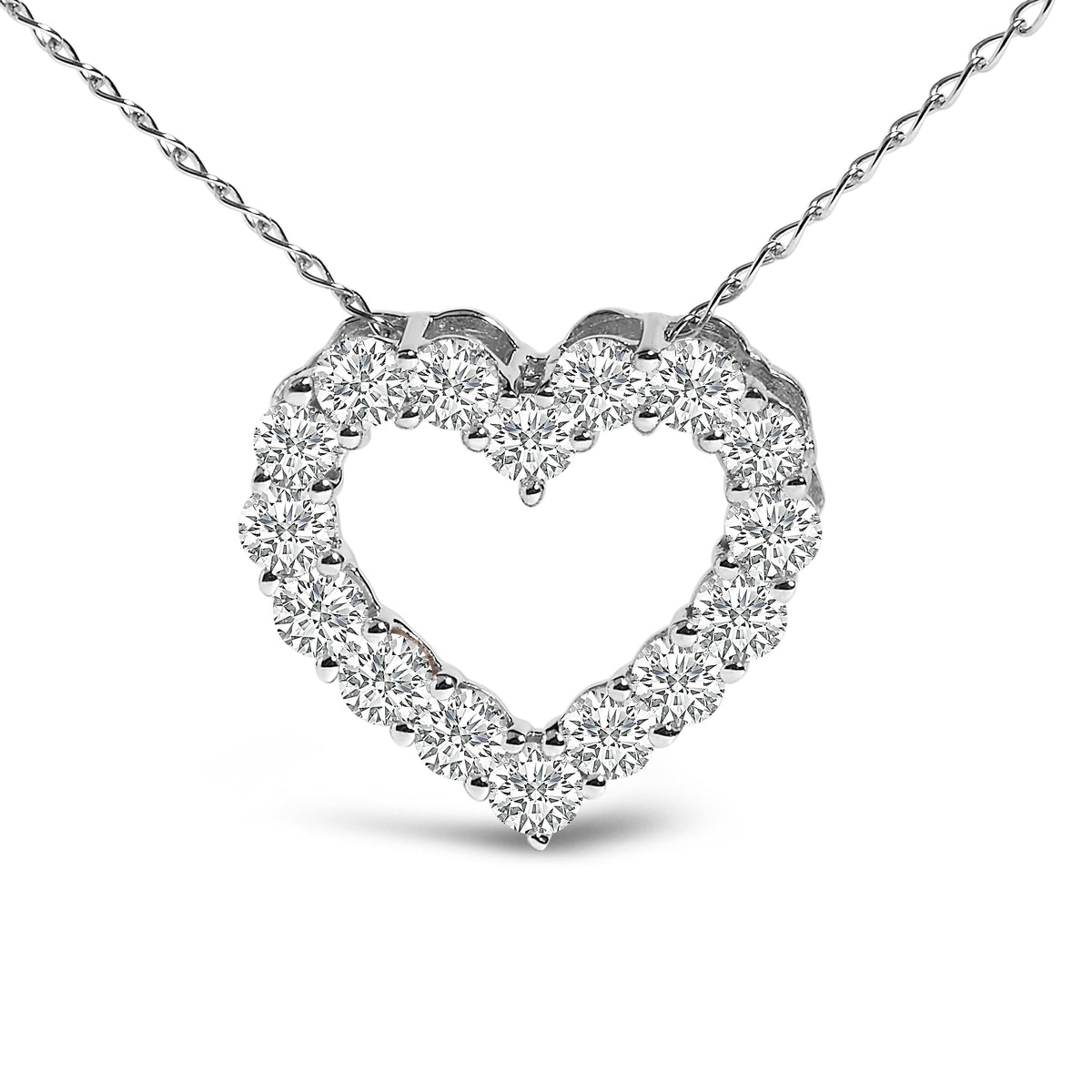 14K White Gold 1/2 Carat Lab Grown Diamond Heart Shape Pendant Necklace