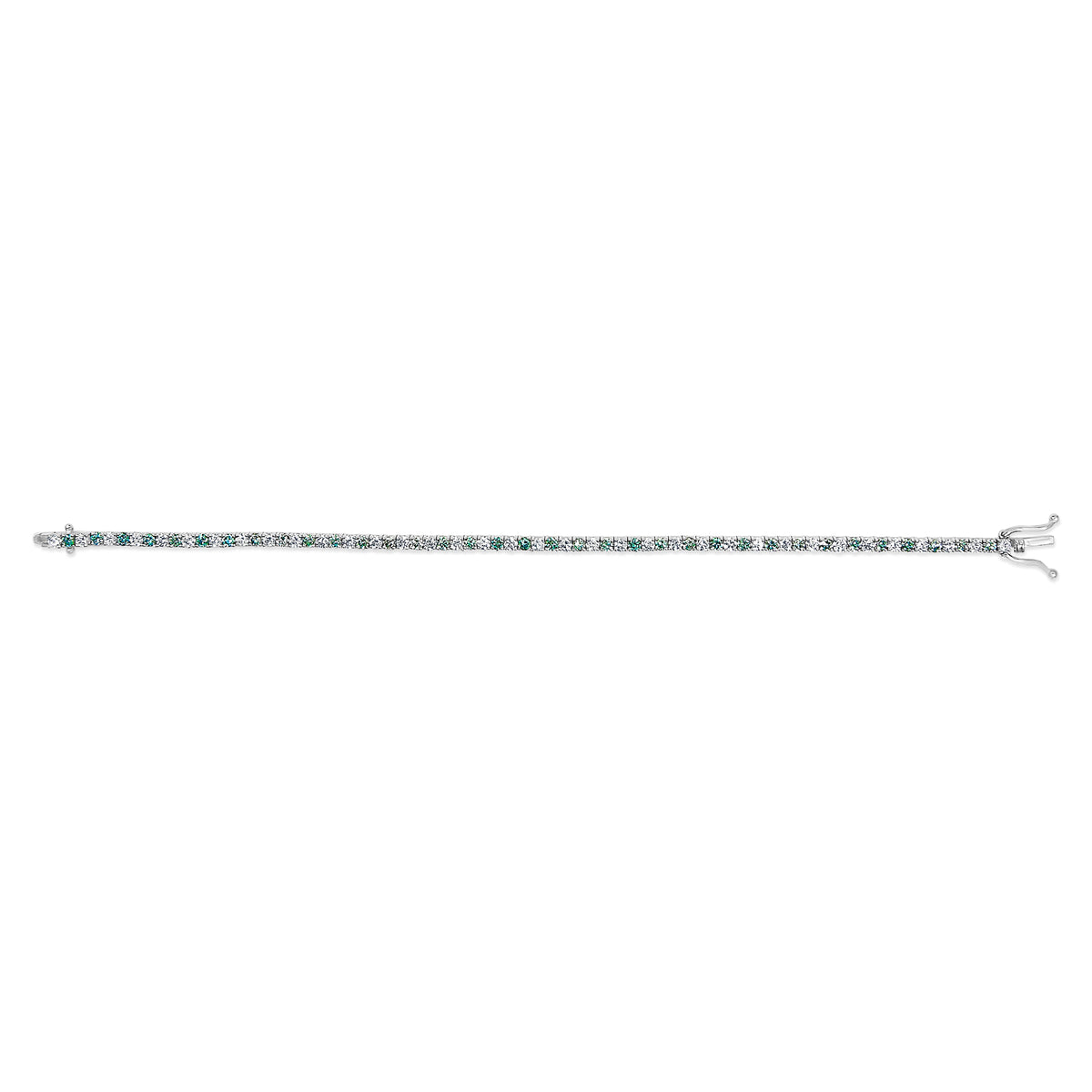 14K White Gold 4.0 Cttw Alternating White and Blue Lab Grown Diamond Tennis Bracelet - 7" inches