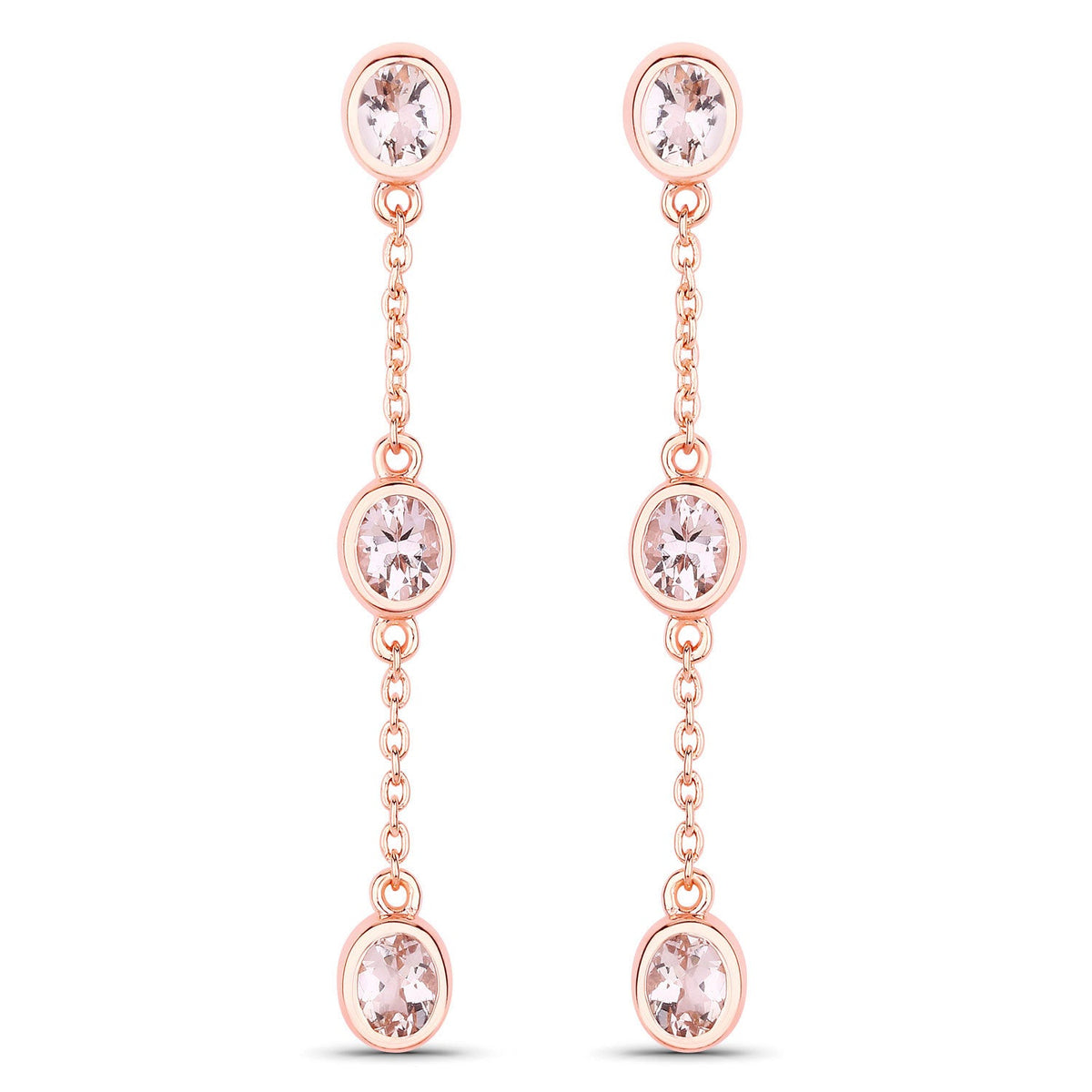 1.62 Carat Genuine Morganite .925 Sterling Silver Earrings