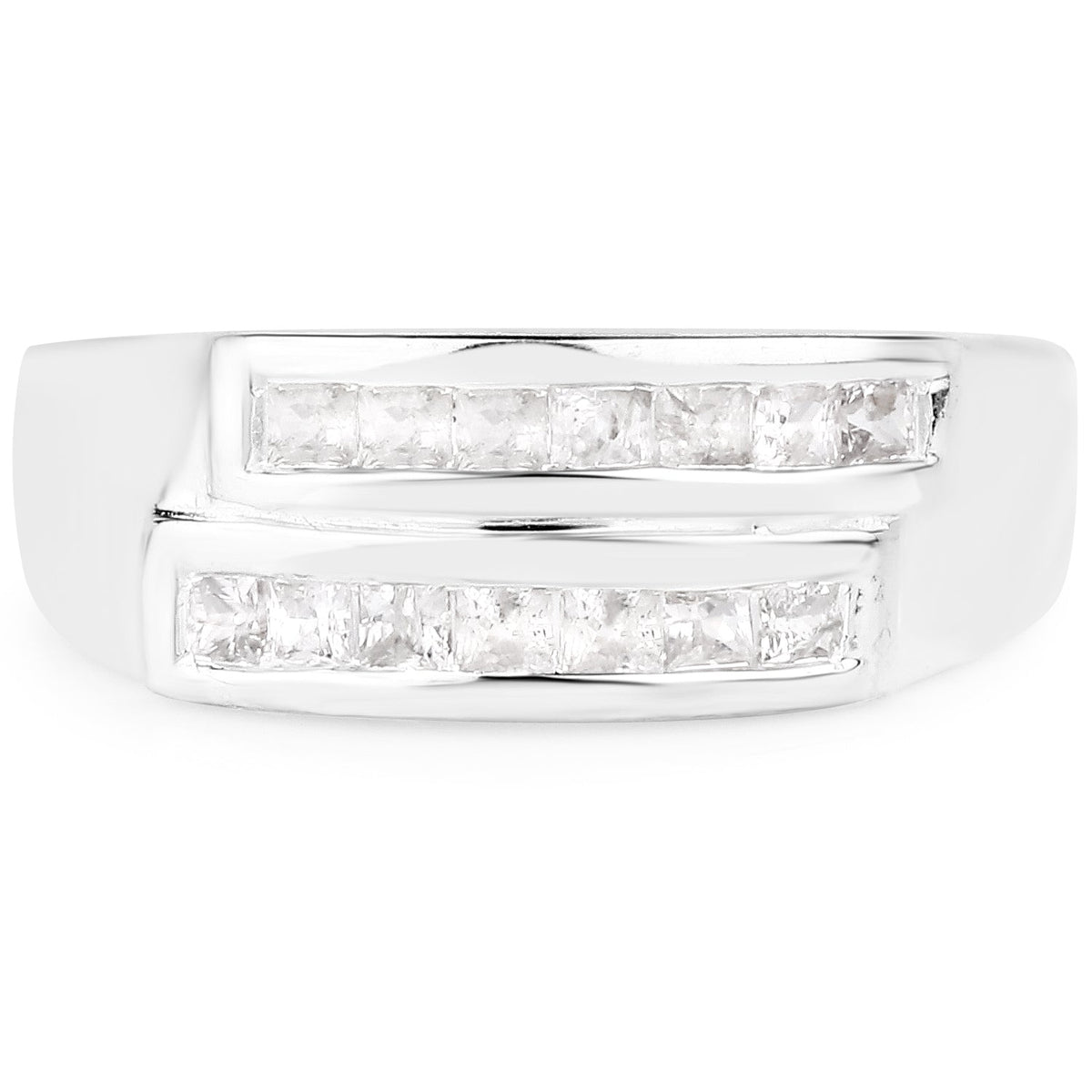 0.70 Carat Genuine White Sapphire .925 Sterling Silver Ring