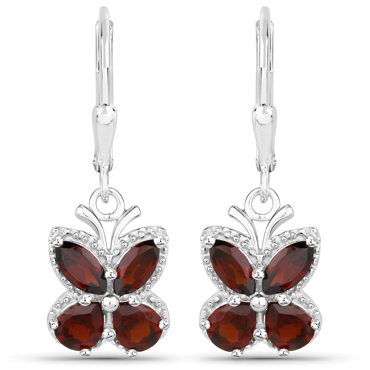 2.60 Carat Genuine Garnet .925 Sterling Silver Earrings