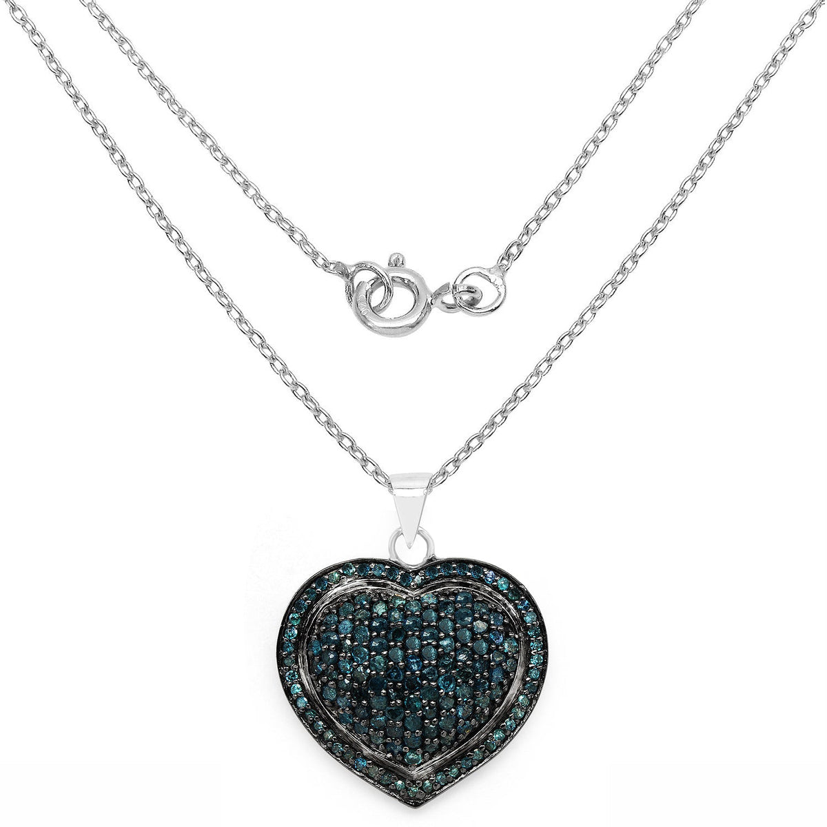 1.25 Carat Genuine Blue Diamond .925 Sterling Silver Pendant