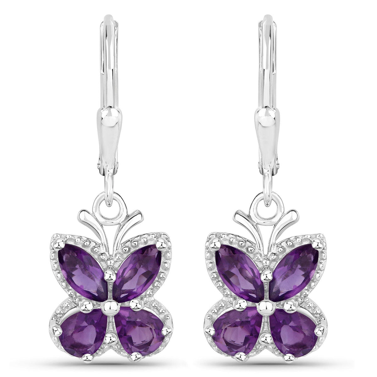 2.12 Carat Genuine Amethyst .925 Sterling Silver Earrings