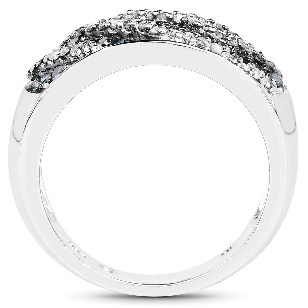 0.62 Carat Genuine Blue Diamond and White Diamond .925 Sterling Silver Ring