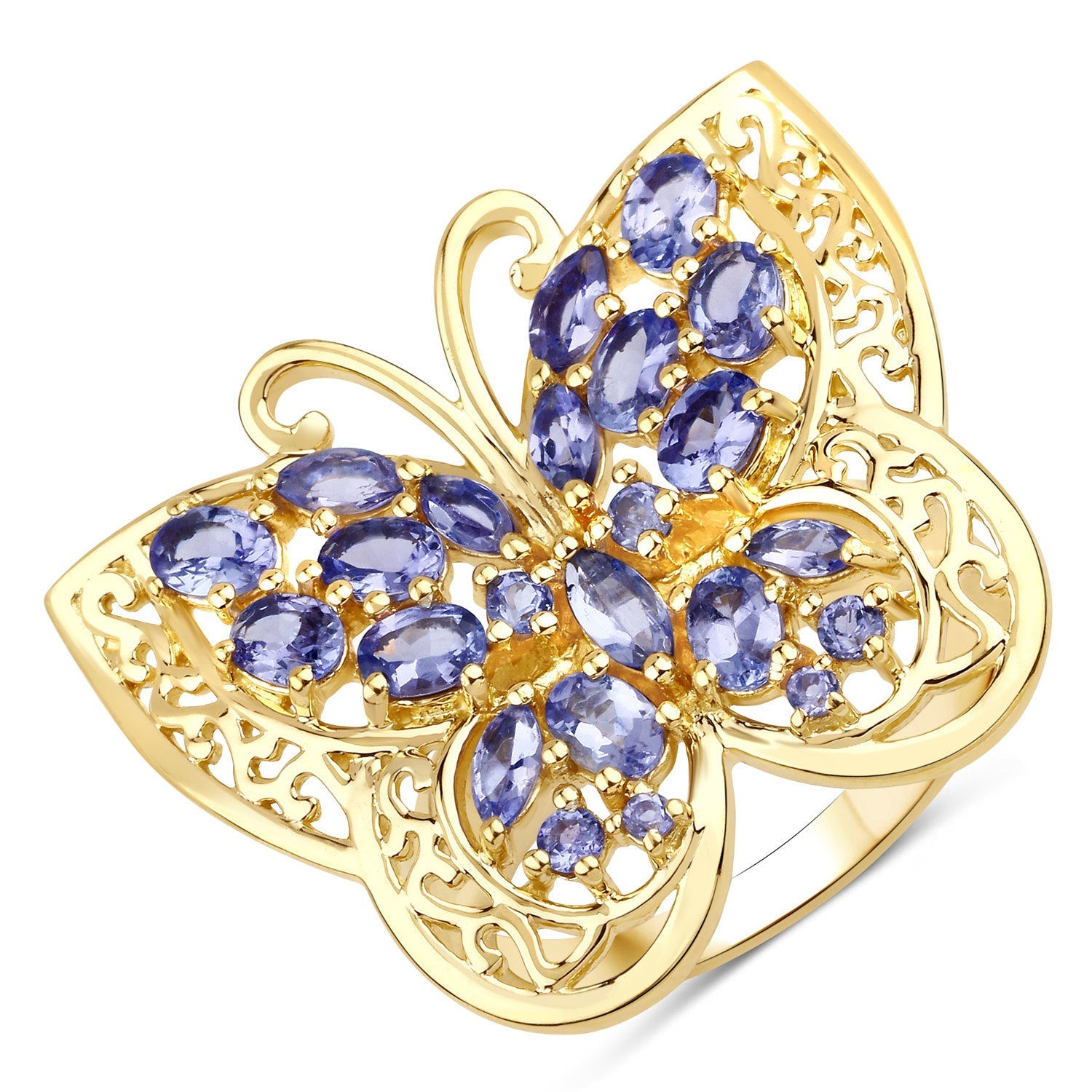 2.50 Carat Genuine Tanzanite .925 Sterling Silver Ring