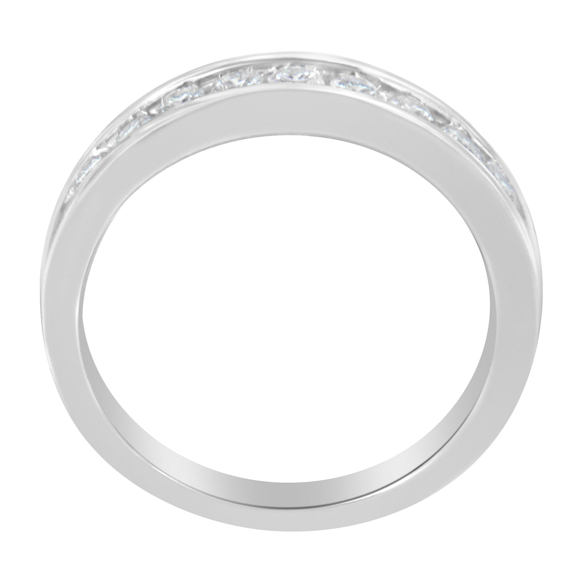 18K White Gold Round Diamond 1/2 Cttw Channel Band Ring