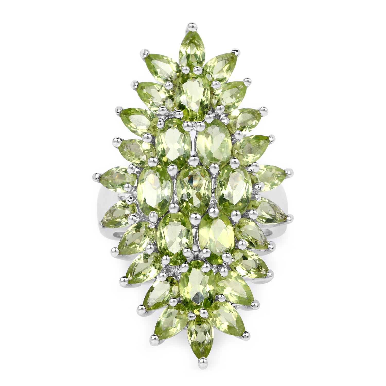 8.89 Carat Genuine Peridot .925 Sterling Silver Ring