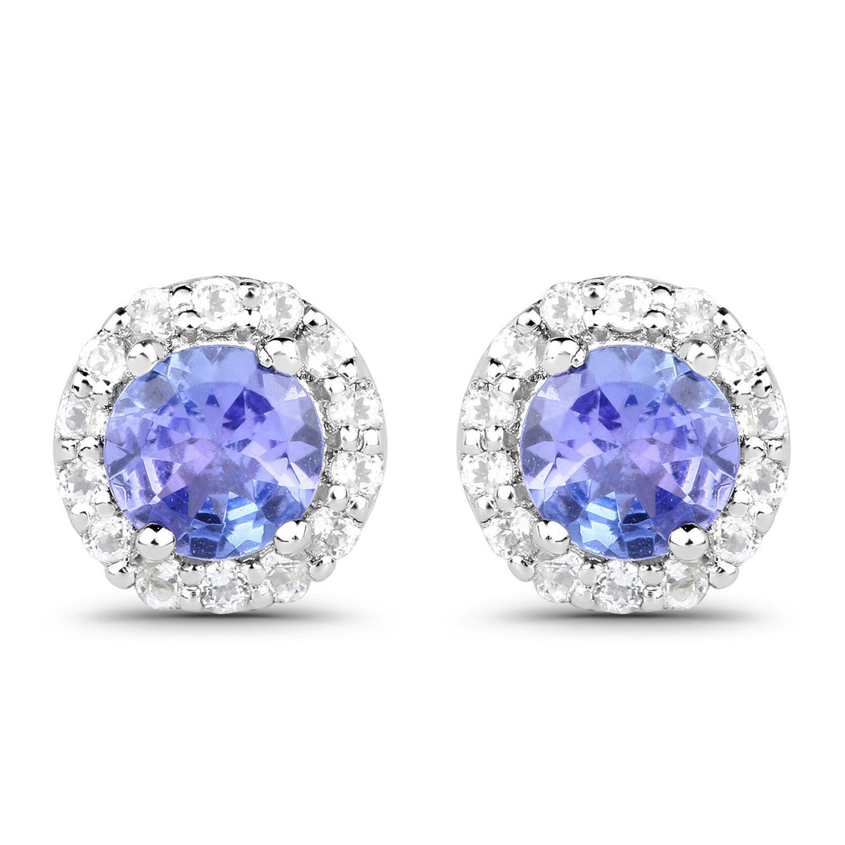 3.77 Carat Genuine Tanzanite and White Topaz .925 Sterling Silver 3 Piece Jewelry Set (Ring, Earrings, and Pendant w/ Chain)