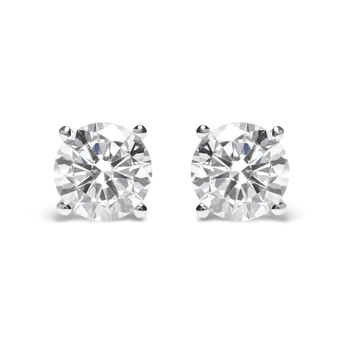 IGI Certified 14K White Gold 5.00 Cttw Round Brilliant-Cut Lab Grown Diamond Classic 4-Prong Stud Earrings with Screw Backs (F-G Color, SI1 Clarity)