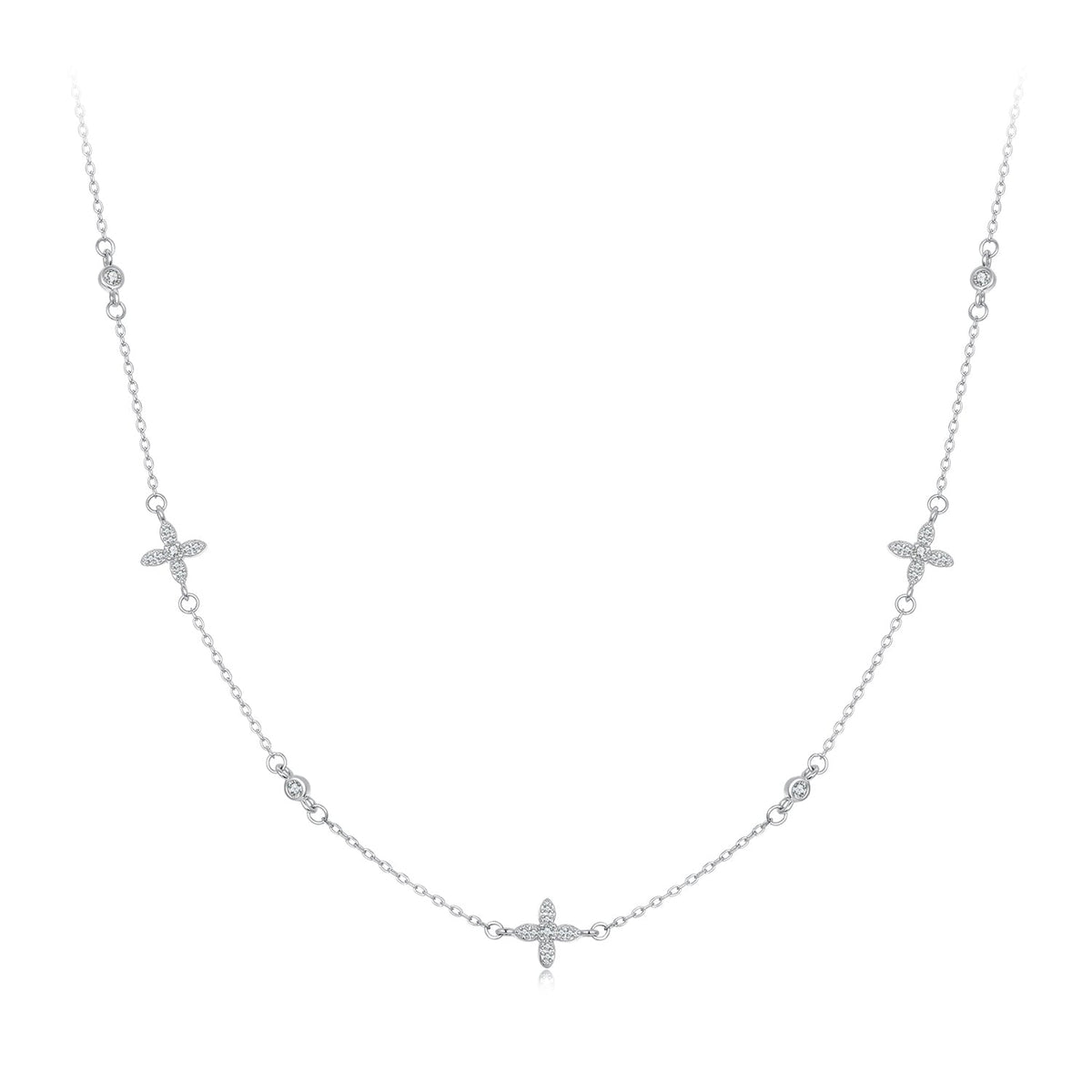 925 Sterling Silver White Gold Plated CZ Pendant Necklace for Women