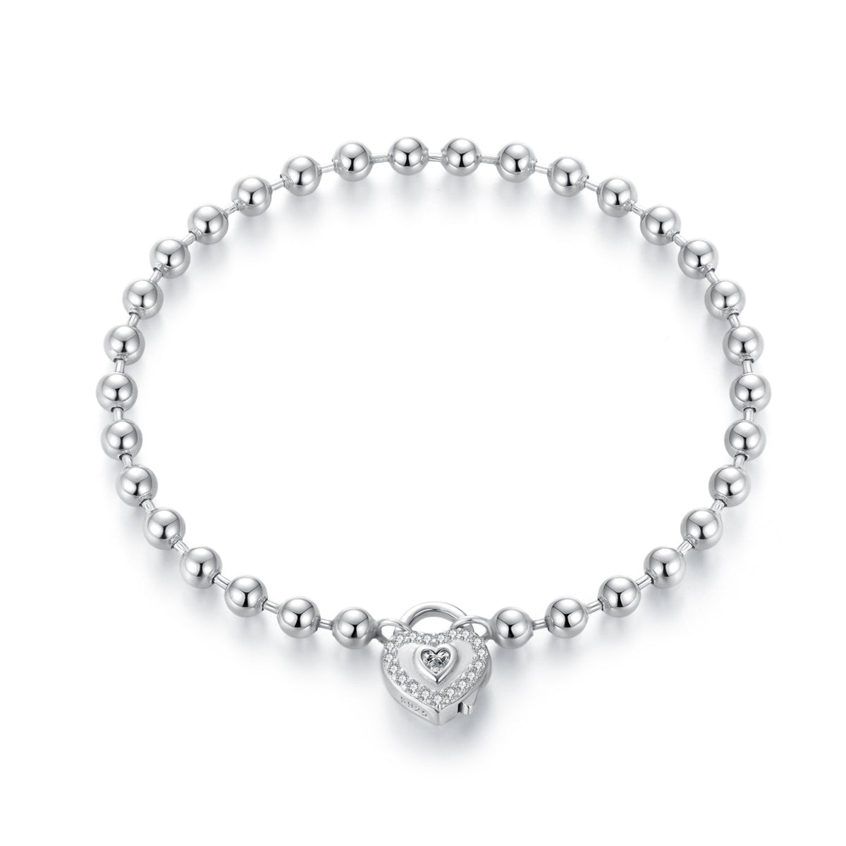 925 Sterling Silver White Gold Plated 17cm Bracelet with CZ Paved Setting for Women