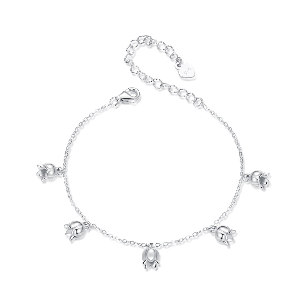 925 Sterling Silver Plated White Gold 12x41mm Pendant Bracelet