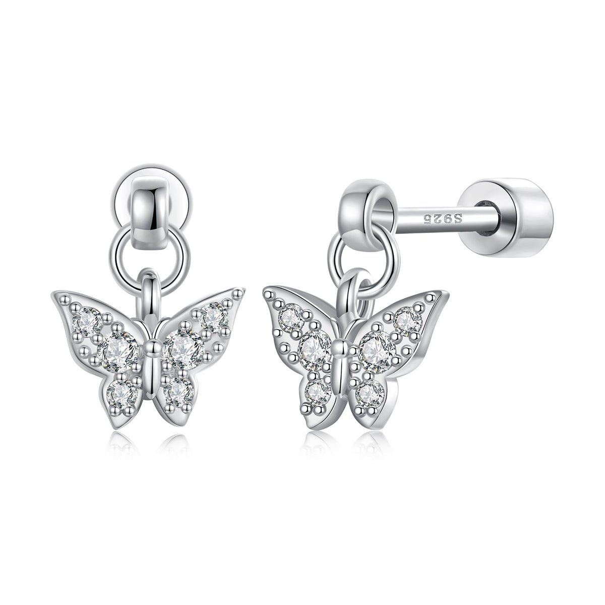 925 Sterling Silver White Gold Plated Earrings with CZ