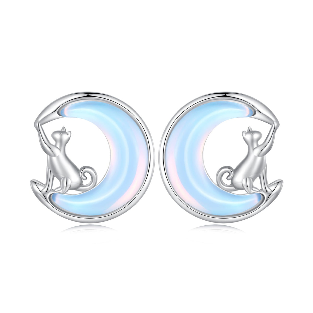 925 Sterling Silver Earrings with Transparent Glass, 13mm x 12mm for Women