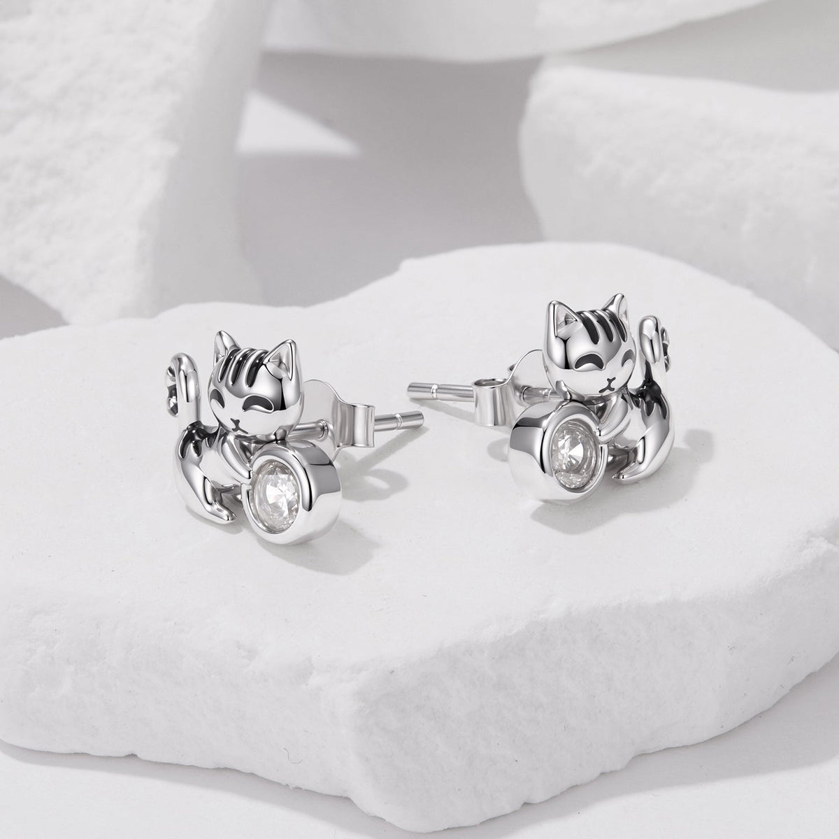 925 Sterling Silver Brass White Gold Plated Earrings with CZ for Women