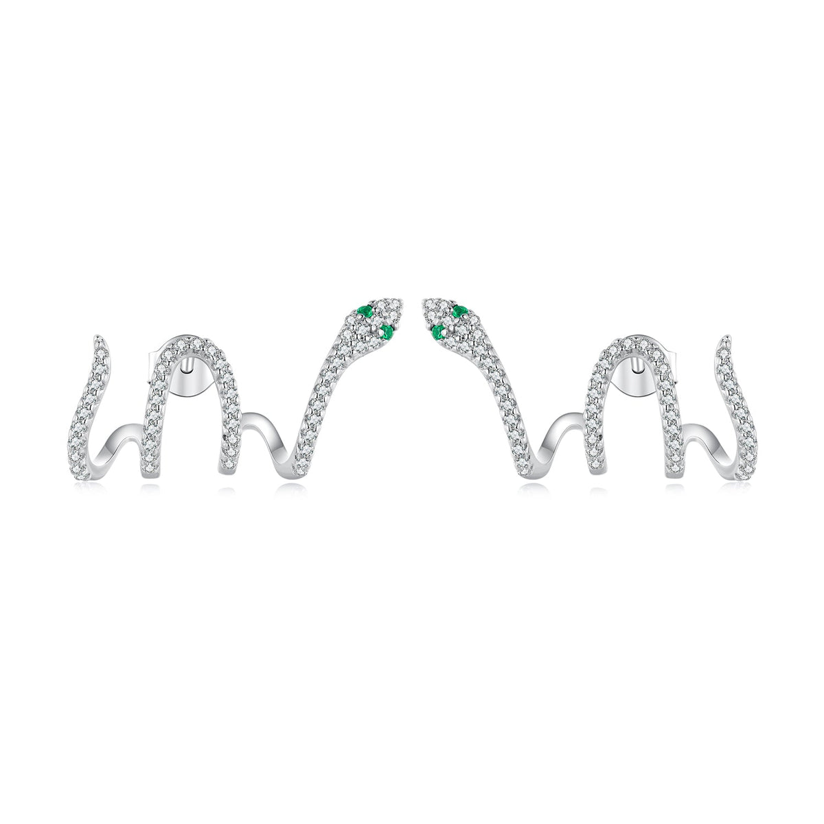 925 Sterling Silver Earrings with Plated Platinum and Pavé Setting CZ, 1.5x2.2cm for Women