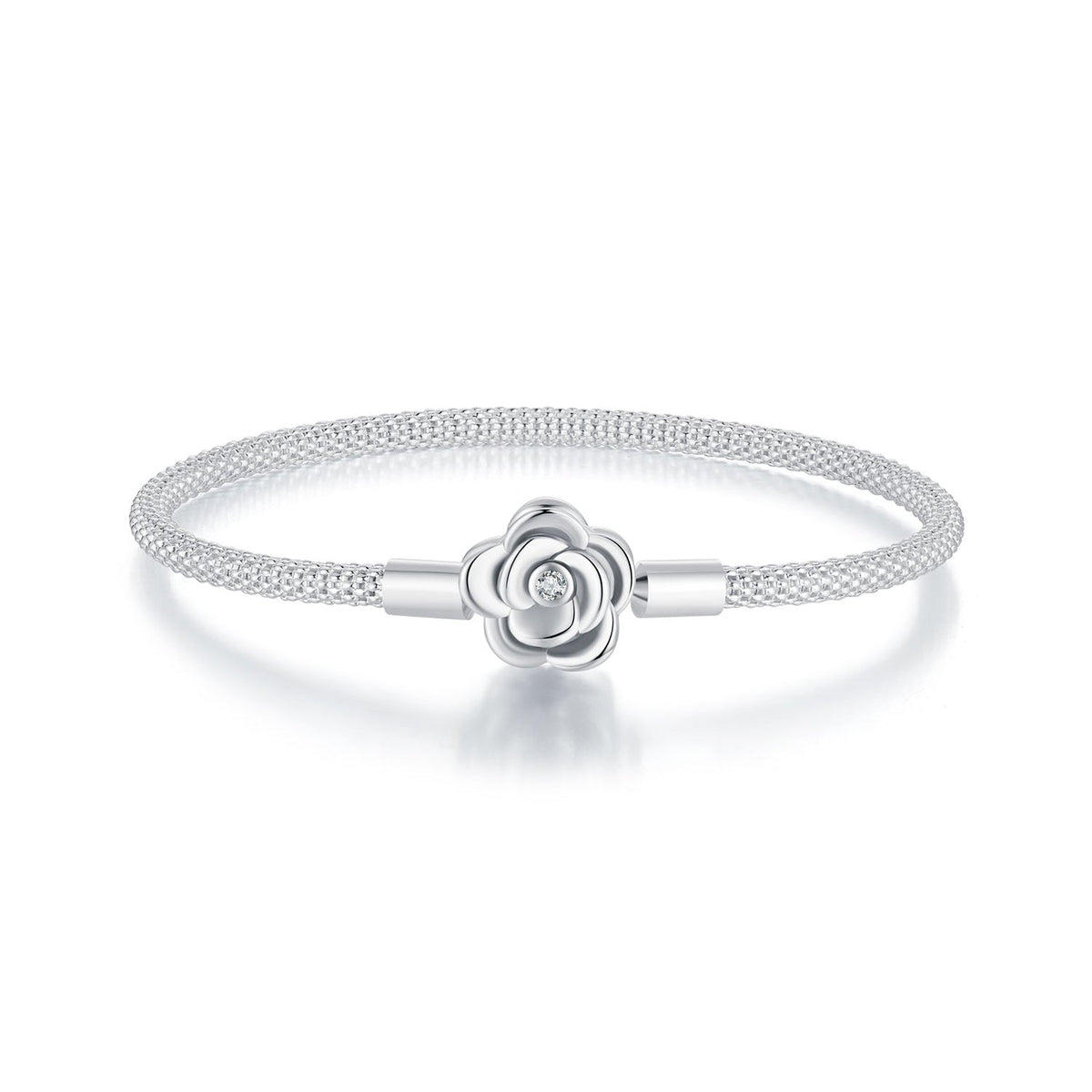 925 Sterling Silver Bracelet with Oxidized Finish and CZ 17.0 cm