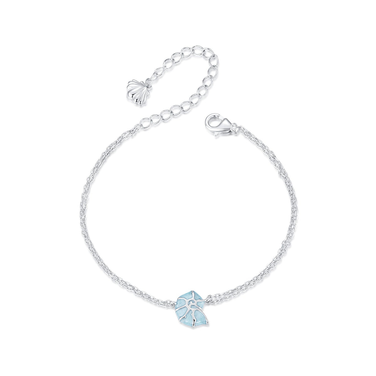 925 Sterling Silver White Gold Plated Bracelet with Enamel Process