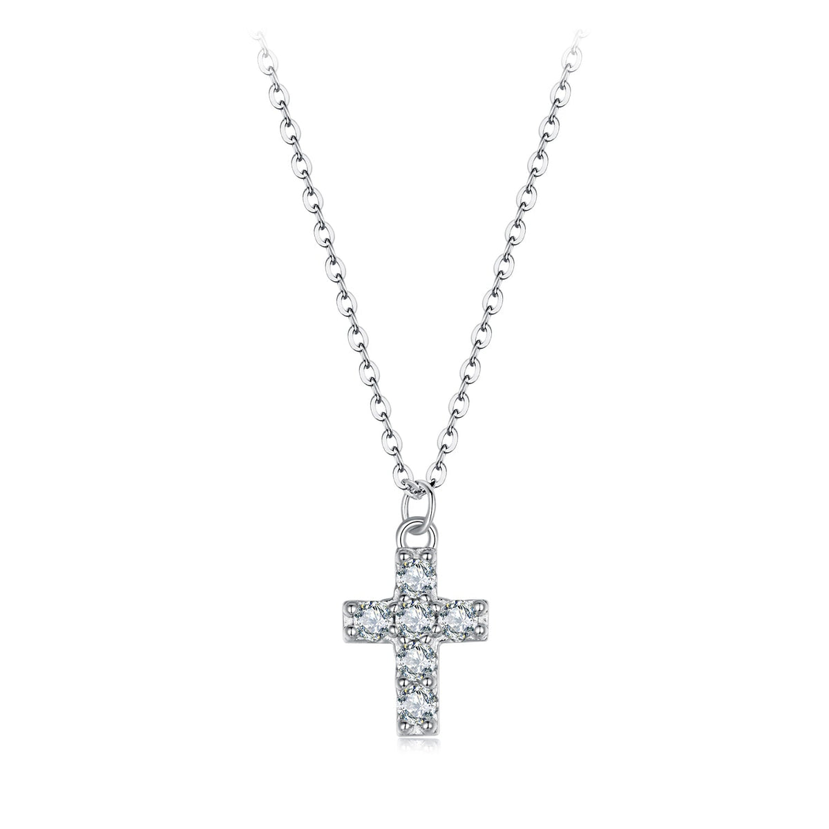 925 Sterling Silver Moissanite Pendant Necklace 40+5cm for Women