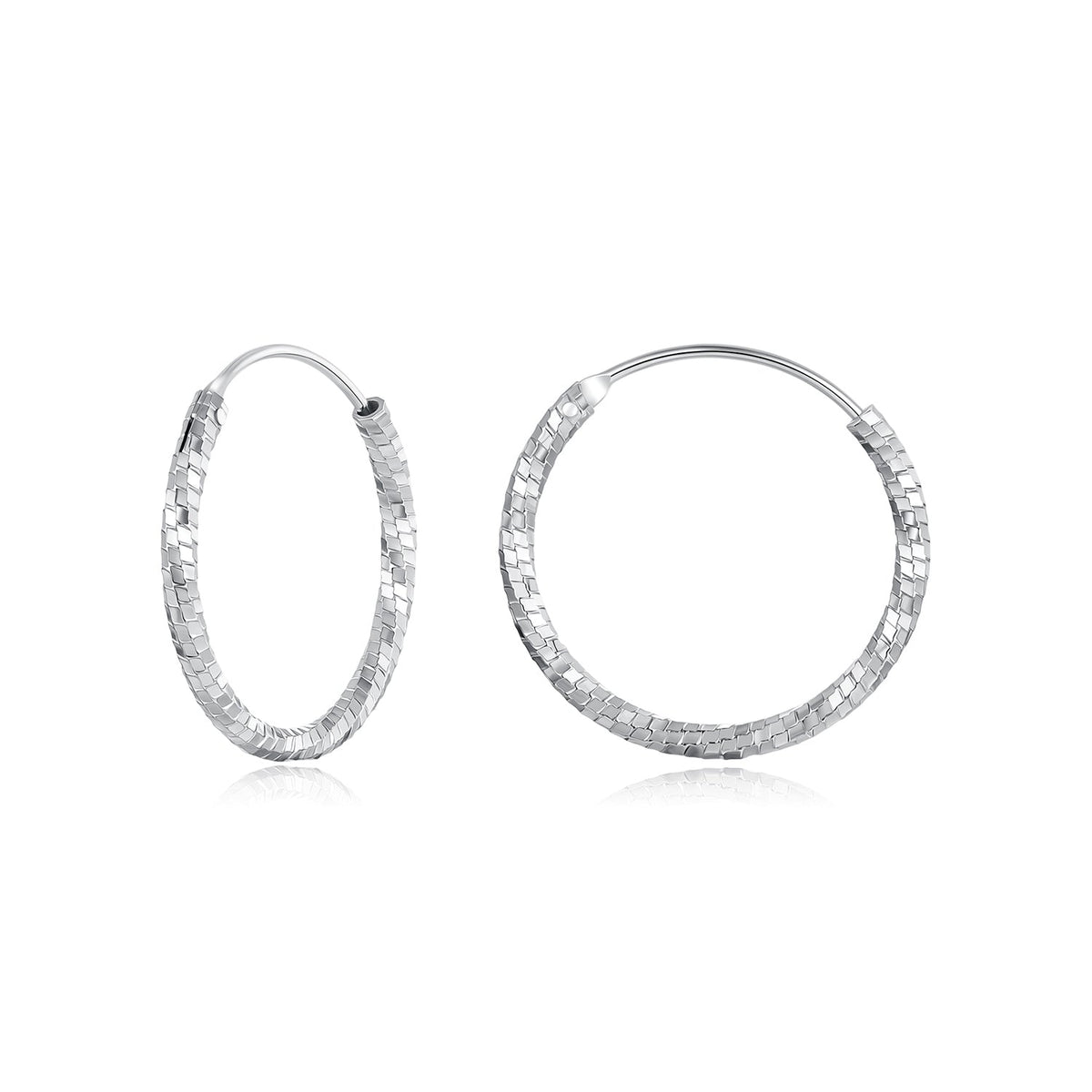 925 Sterling Silver Earrings for Women - White Gold Plated, 2.6*0.2 cm, Style L