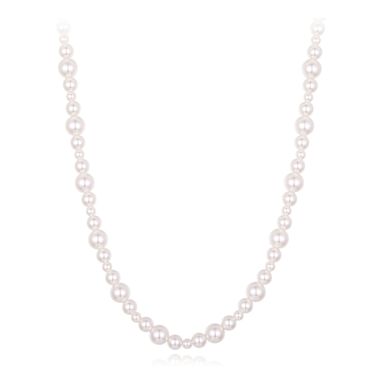 925 Sterling Silver White Gold Plated Necklace with Synthetic Pearls for Women