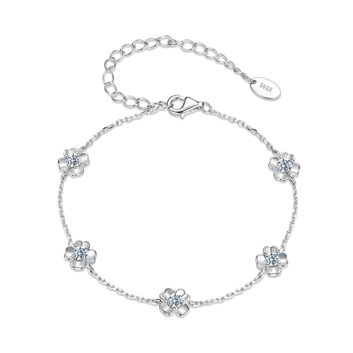 925 Sterling Silver 0.1 Carat Moissanite Bracelet for Women