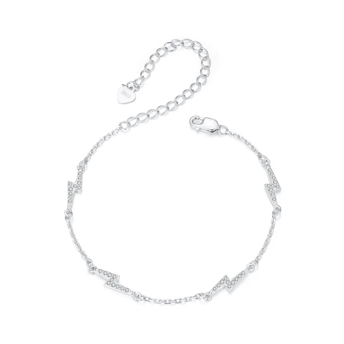 925 Sterling Silver Pave Setting CZ Bracelet with White Gold Plating