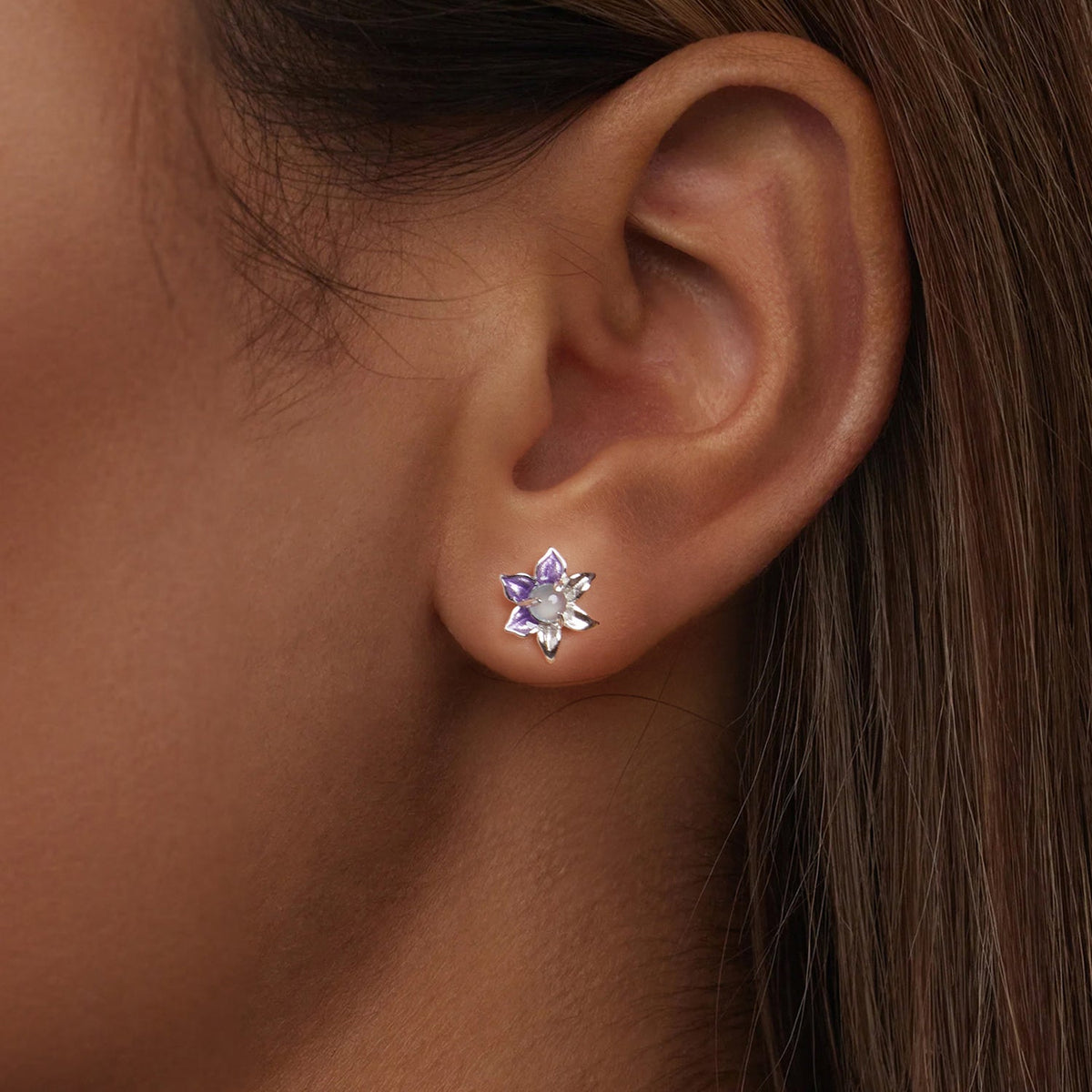 925 Sterling Silver Earrings with Enamel and Transparent Glass for Women